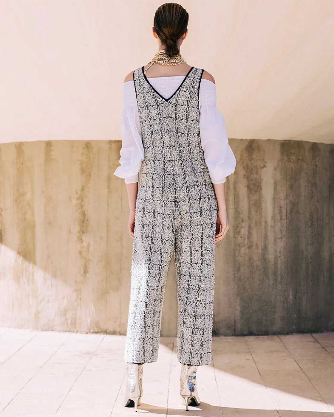 Mes Demoiselles Paris Pantalons>Combinaison Caho Navy / Ecru