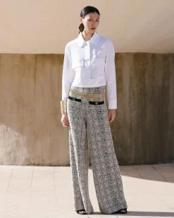 Mes Demoiselles Paris Pantalons>Pantalon Cayo Navy / Ecru
